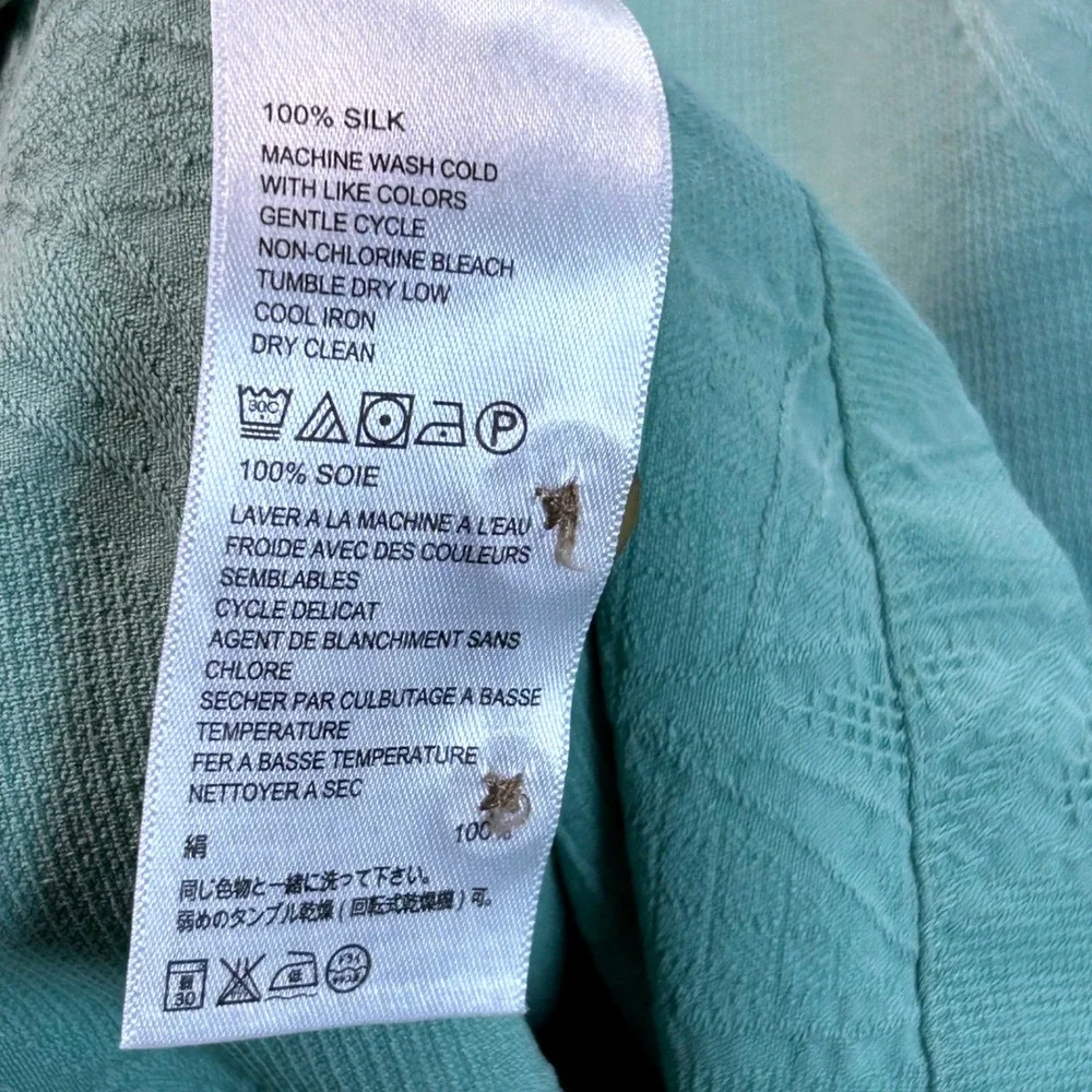 Tommy Bahama Mens XL‎ Silk Camp Shirt Aqua Blue Floral Jacquard Short Sleeve